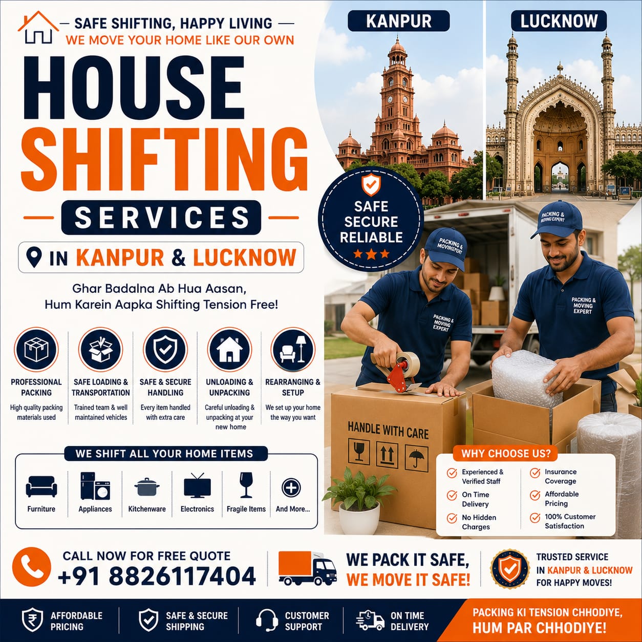 TAKGroup Packers and Movers team packing household goods for house shifting in Kanpur and Lucknow